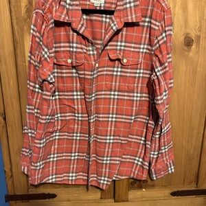 American Eagle Outfitters Coral Plaid Shirt